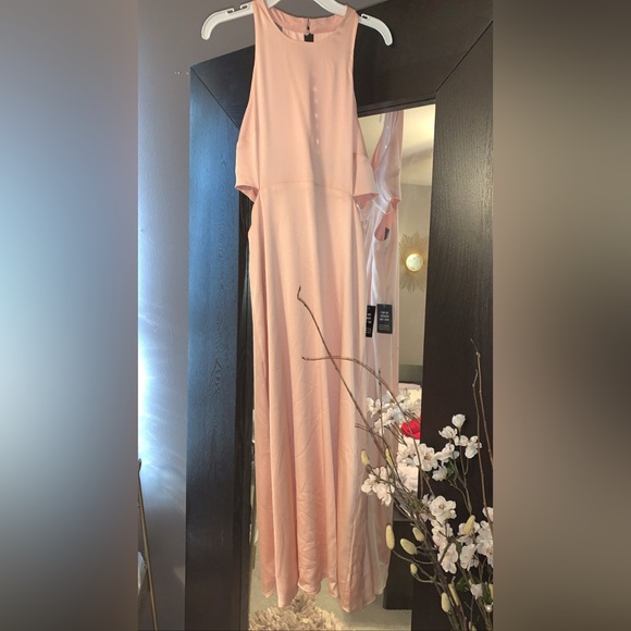 Express Satin Halter Side Cutout Midi Dress - Picture 8 of 12